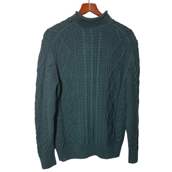 Le 31 Par Simons Green Knit Sweater Mock Neck 100% Cotton Size Large NWT - Picture 2 of 6